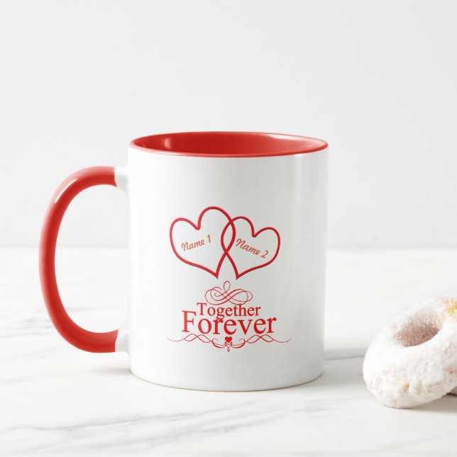 Mug Personnalisez Cœurs Entrelacés Saint-Valentin (Avec donut)