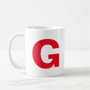 Mug Personnalisez le Monogramme initial rouge de scrip