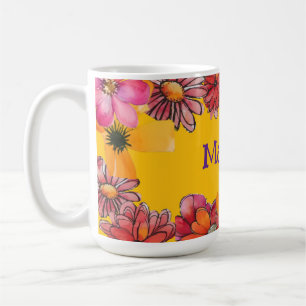 Mug Personnalisez. Puissance de fleur les années 70 do