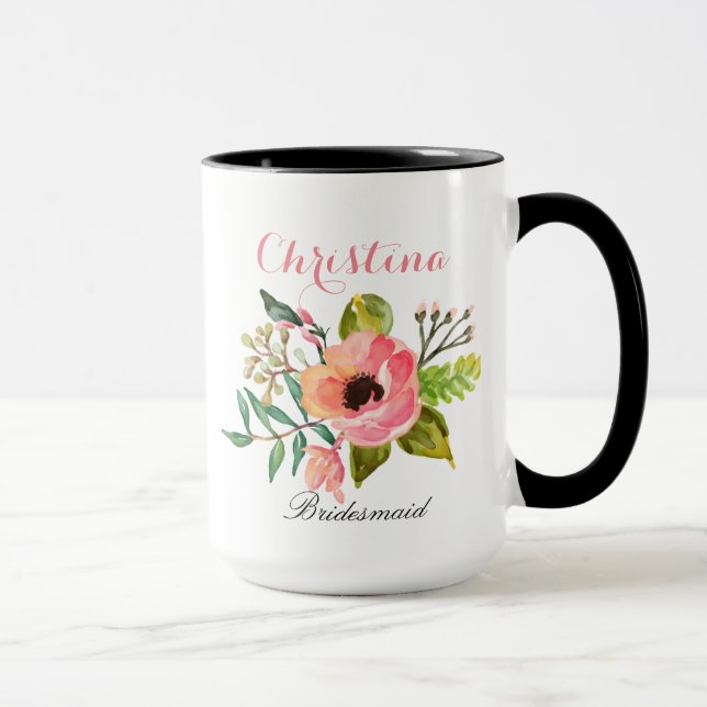 Mug Personnalité de Bridesmaid Floral (Droite)