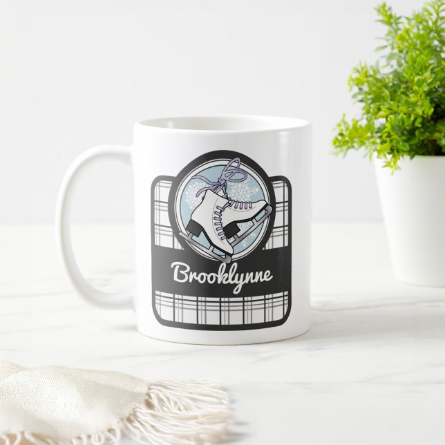 Mug Personnalized Nom Moderne Tartan Ice Skating (Créateur téléchargé)