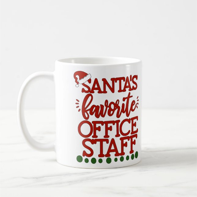 Mug Personnel de bureau favori Père Noël personnalisé (Gauche)