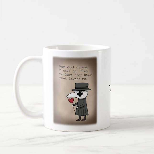 Mug Peste Docteur avec poème d'Amour Médiéval Nom pers (Gauche)