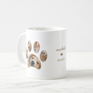 Mug Pet Lovers Gold Empreinte de patte Nom Photo Colla