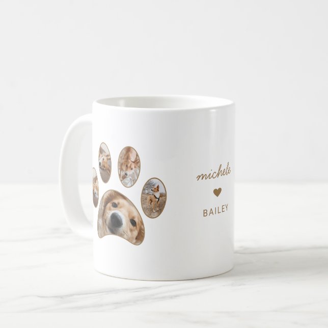 Mug Pet Lovers Gold Empreinte de patte Nom Photo Colla (Devant gauche)
