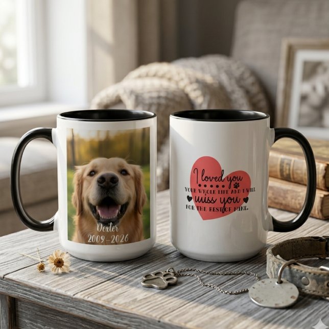 Mug Pet Memorial Sympathy Gift Loved Your Whole Life (Pet memorial dog loss photo sympathy mug)