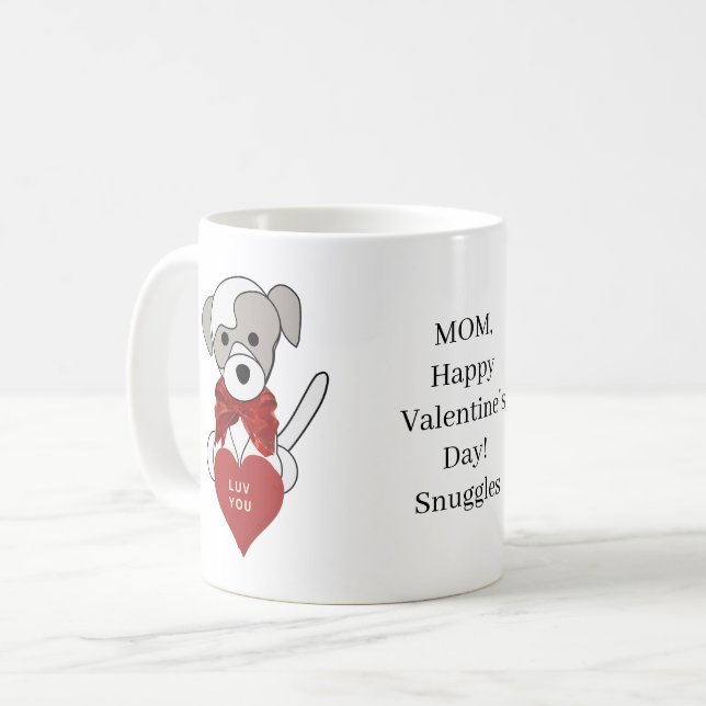 Mug Pet Mère Valentine's Day Chiot Coeur Café Coupe (Devant gauche)