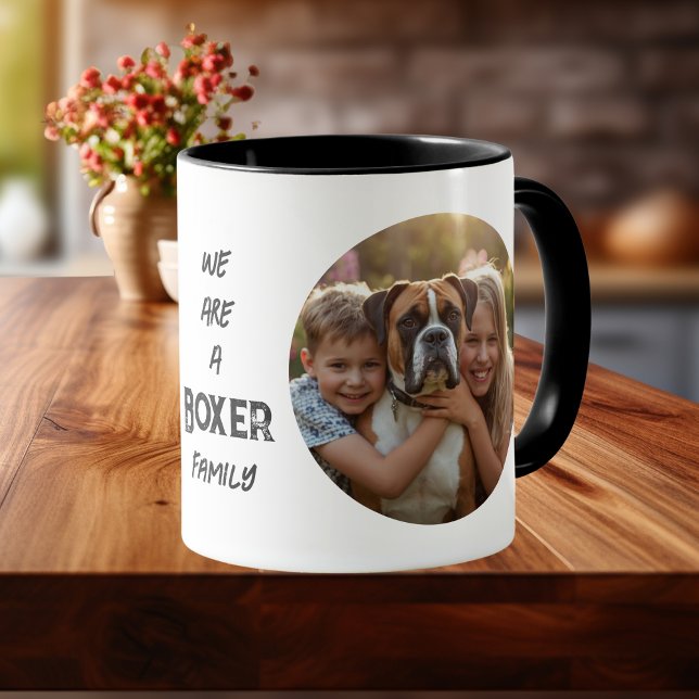 Mug Pet Photo Boxer Family typography Black Personaliz (Personalize Boxer Pet/ Family Photo)