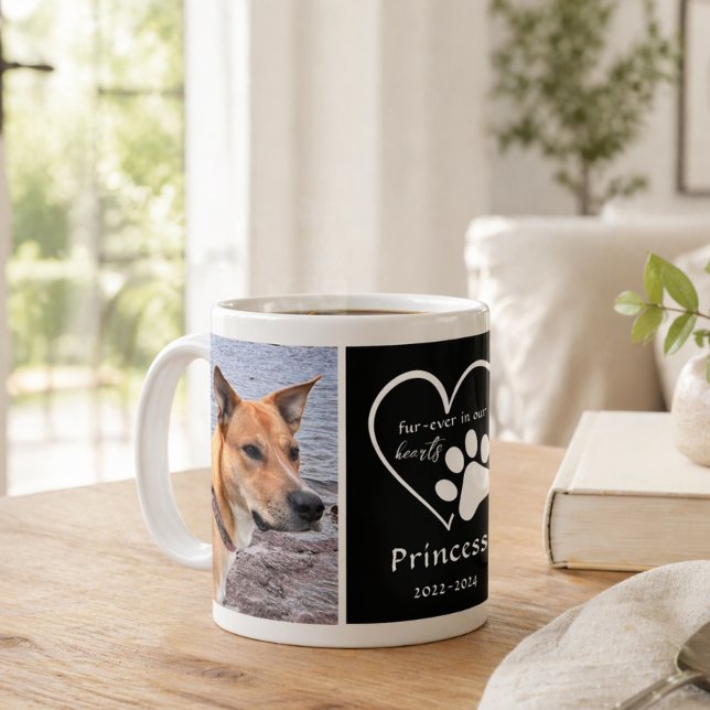 Mug Pet Photo Memory Heart Black White (Créateur téléchargé)