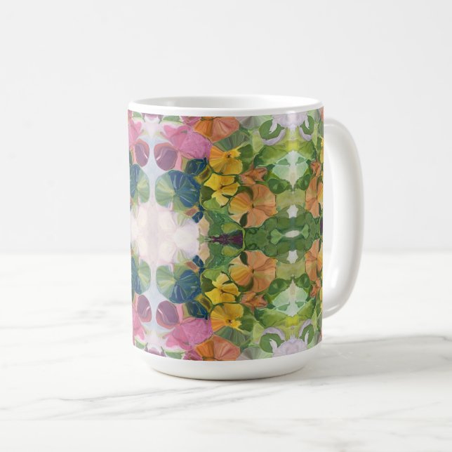 Mug Pétales de fleurs colorées Aquarelle Motif peintur (Devant droit)