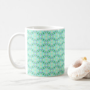 Mug Pétales de fleurs géométriques vertes et violettes