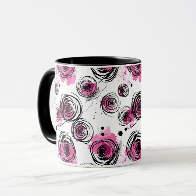 Mug Pétales d'encre motifs sans couture (Devant gauche)