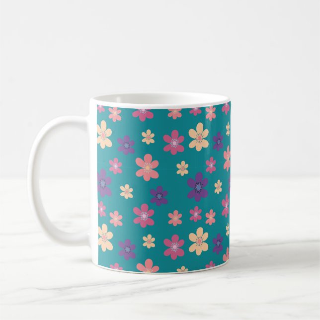 Mug Pétales en fleurs Motif en couleur vert clair (Gauche)