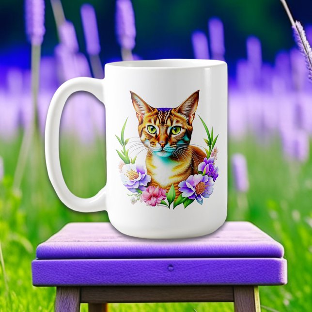 Mug Pétales et Purr Cute Chat et jolies Fleurs (Créateur téléchargé)