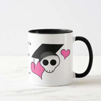 Mug Pete punk goth diplôme crâne avec les coeurs roses