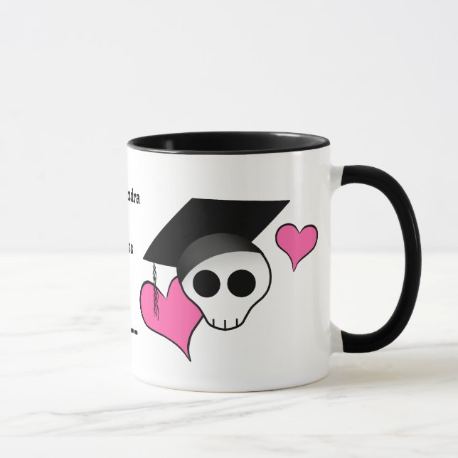 Mug Pete punk goth diplôme crâne avec les coeurs roses (Droite)