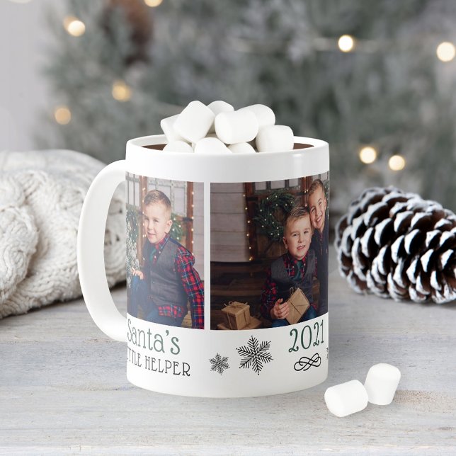 Mug Petit Aide du Père Noël Photo de Noël Verte (Créateur téléchargé)