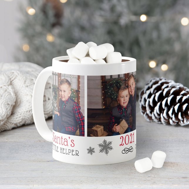 Mug Petit Aide du Père Noël Photo Rouge Noël (Créateur téléchargé)