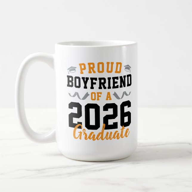 Mug Petit ami fier d'une fête de remise de diplômes pe (Gauche)