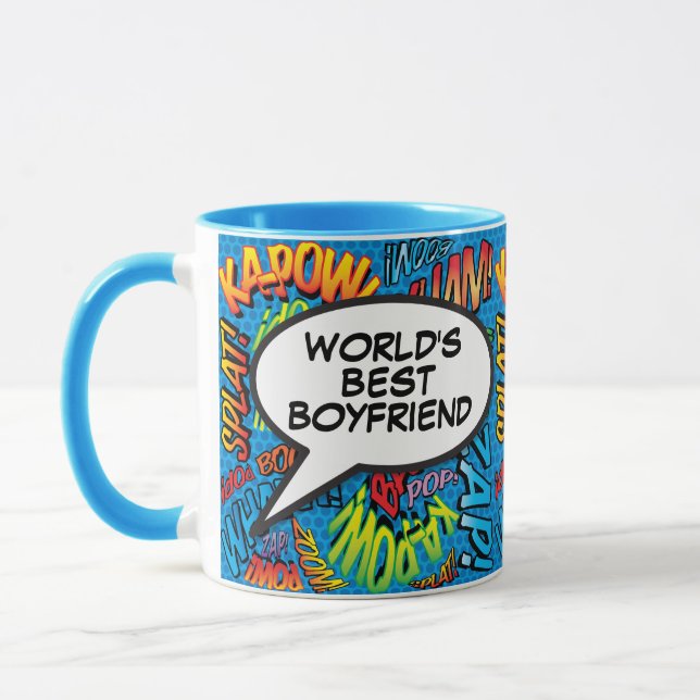 Mug Petit ami Fun Moderne Rétro Bande Dessinée Pop Art (Gauche)