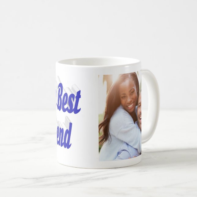 Mug Petit ami Photo avec script bleu (Devant droit)