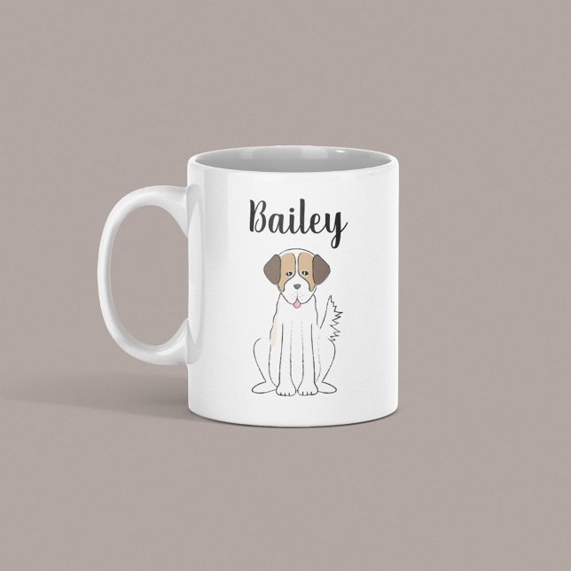 Mug Petit animal de compagnie Brown Fluffy Chien Whims (Cute cartoon puppy mug with personalized name, perfect gift for dog lovers and pet owners.)
