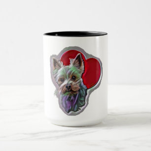 Mug Petit Blue Gold PopArt Yorkshire Yorkie Terrier