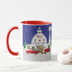 Mug Petit Camion rouge et ancienne grange blanche