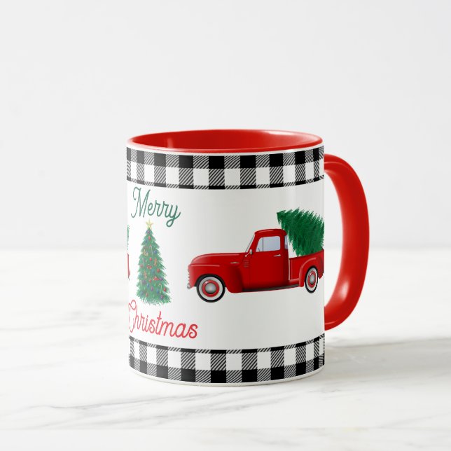 Mug Petit Camion rouge et sapin de Noël (Devant droit)
