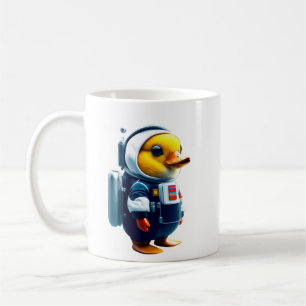 Mug petit canard avec une combinaison d'astronaute