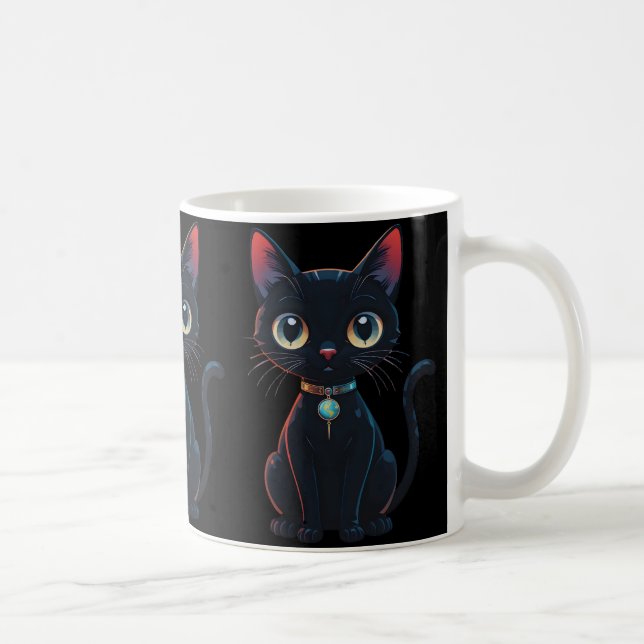 Mug Petit Chat Noir Effrayant (Droite)