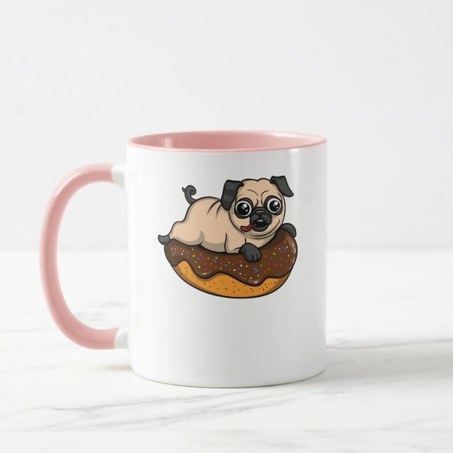 Mug Petit chien Carlin Donut Lover animal (Gauche)