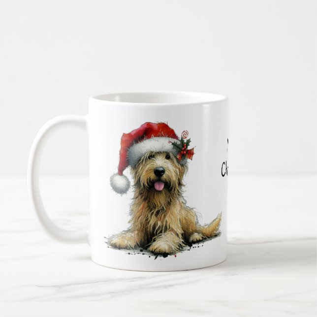 Mug Petit chien dans un chapeau de Noël (Gauche)