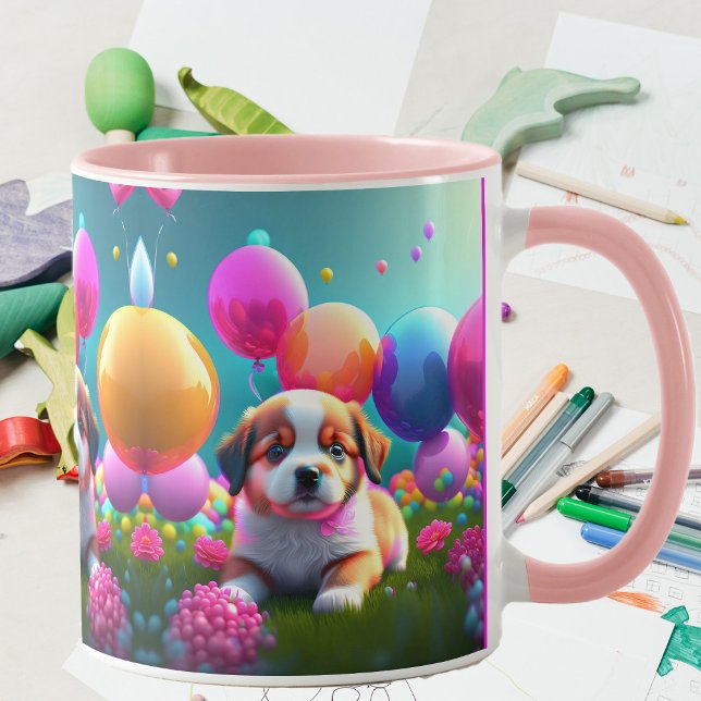 Mug Petit chiot avec ballons - doux (Créateur téléchargé)