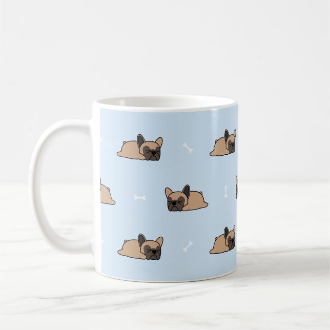 Mug Petit chiot français bulldog dormant sans soudure  (Gauche)