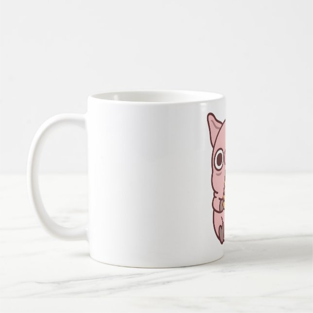 Mug Petit Cochon Mange Du Jambon Hawaïen Pizza Oops (Gauche)
