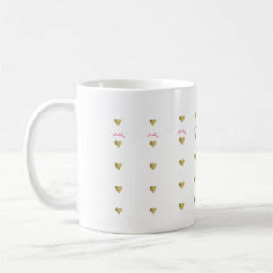 Mug petit coeur d'amour or avec nom