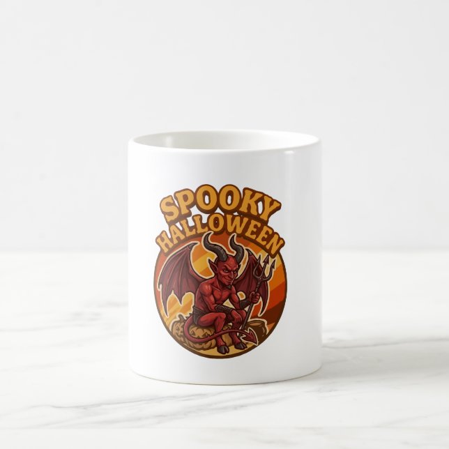 Mug Petit Diable Effrayant Design Rétro Halloween (Centre)