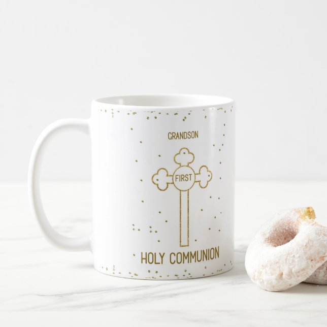 Mug Petit-fils Première Sainte Communion Croix de styl (Avec donut)