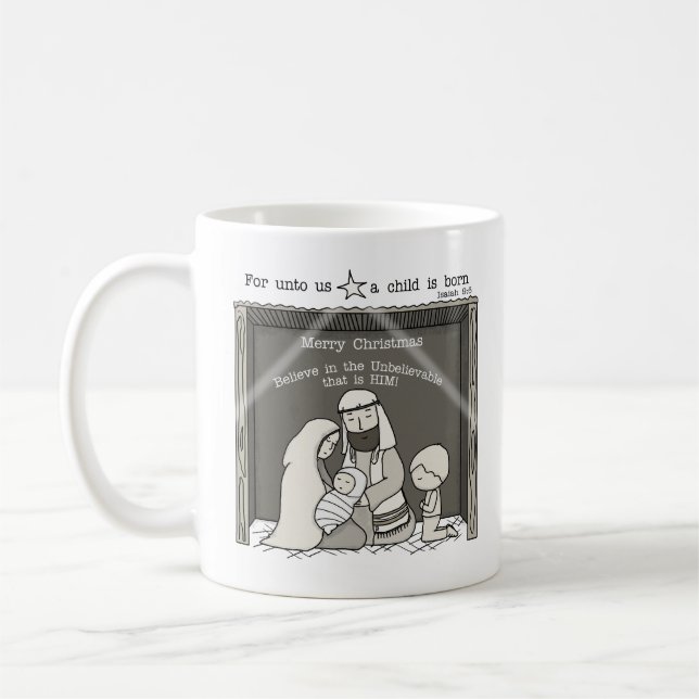Mug Petit garçon à la crèche-Joyeux Noël (Gauche)