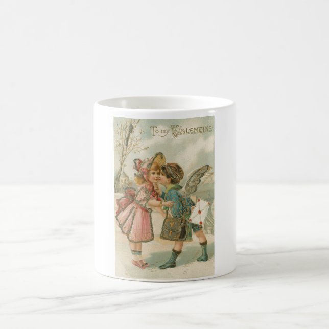 Mug Petit garçon et fille en Saint-Valentin rose (Centre)