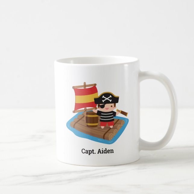 Mug Petit Garçon Pirate Capitaine Wood Raft Nom des en (Droite)