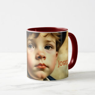 Mug Petit garçon victorien. Sepia, Vintage.Nom modifia