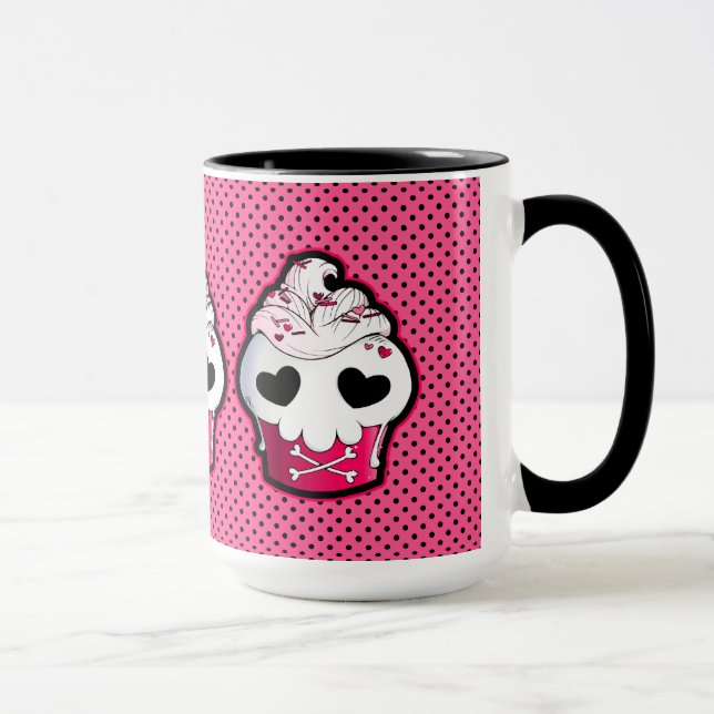 Mug Petit gâteau rose de crâne (Droite)