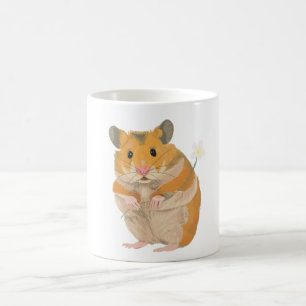 Mug Petit hamster mignon tenant une fleur