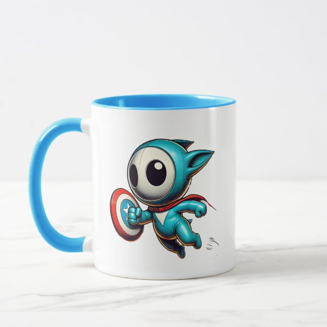 Mug Petit héros extraterrestre avec bouclier. (Gauche)