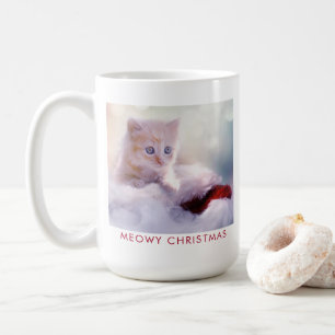 Mug Petit Kitten reposant sur un chapeau de Noël Meowy
