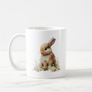 Mug Petit lapin de lapin doux avec fleurs