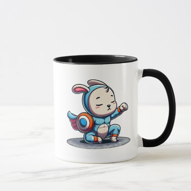 Mug Petit lapin héros en combinaison bleue. (Droite)