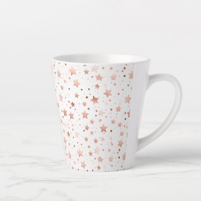 Mug Petit Latte Étoiles Or Rose Délicat (Droite)